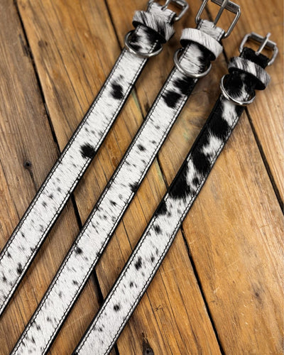 Spotty Black Cowhide Dog Collar