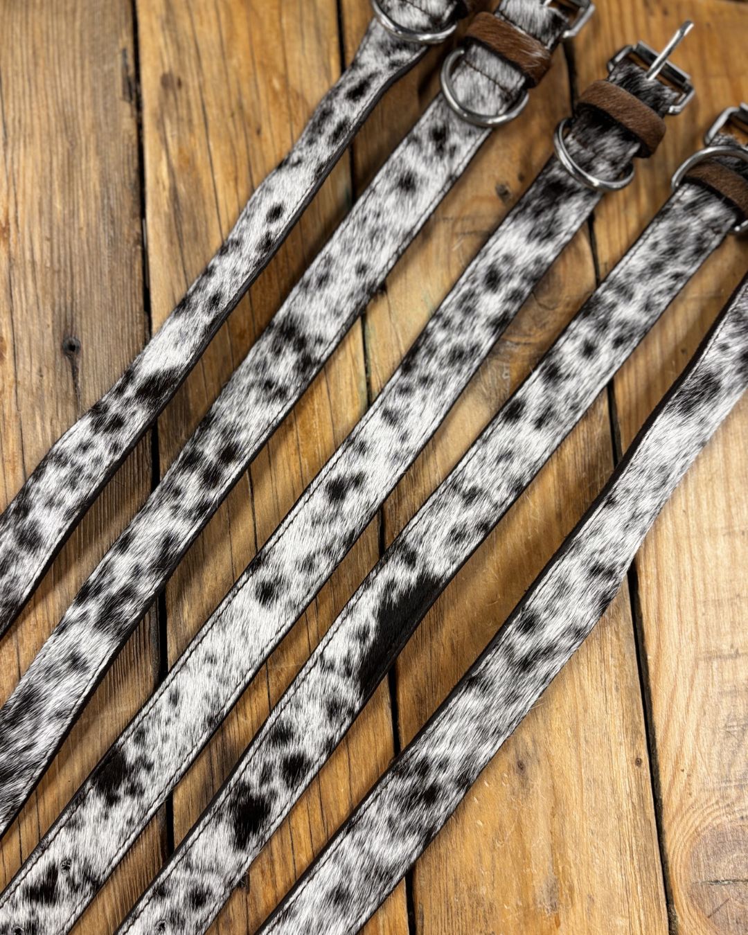 Spotty Black Cowhide Dog Collar