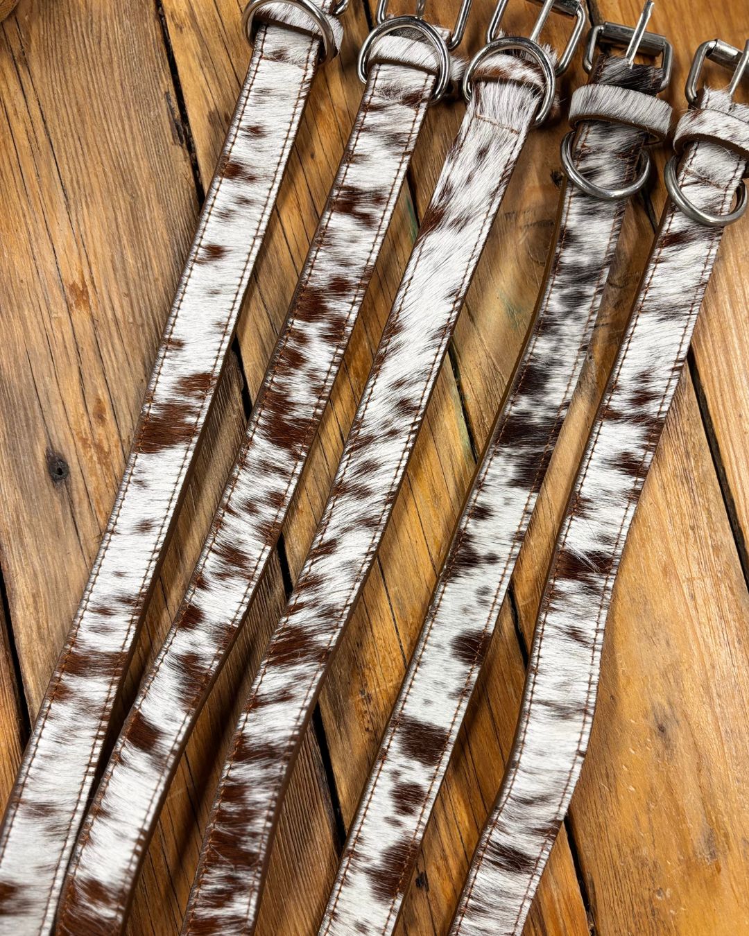 Spotty Caramel Cowhide Dog Collar