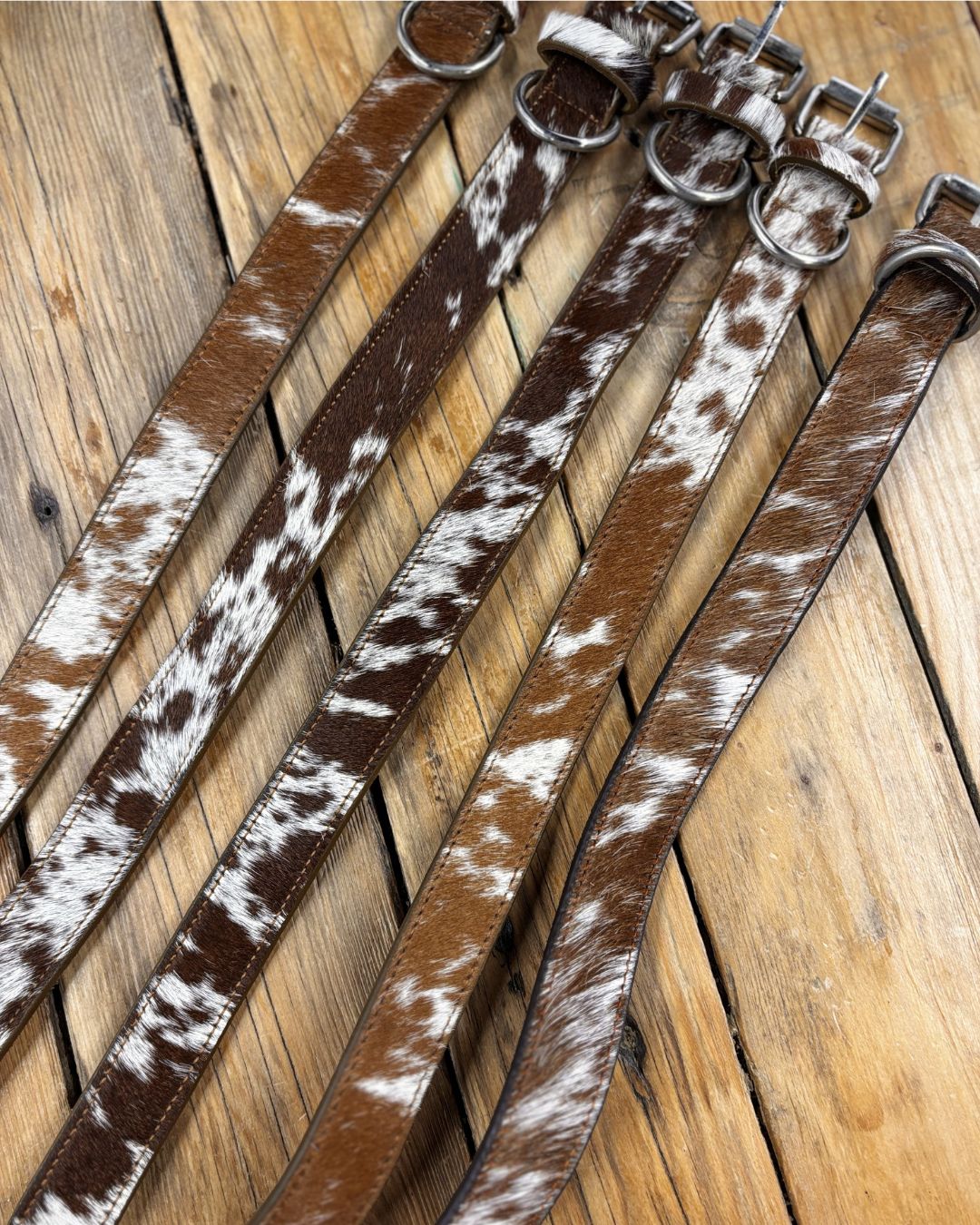 Patchy Caramel Cowhide Dog Collar